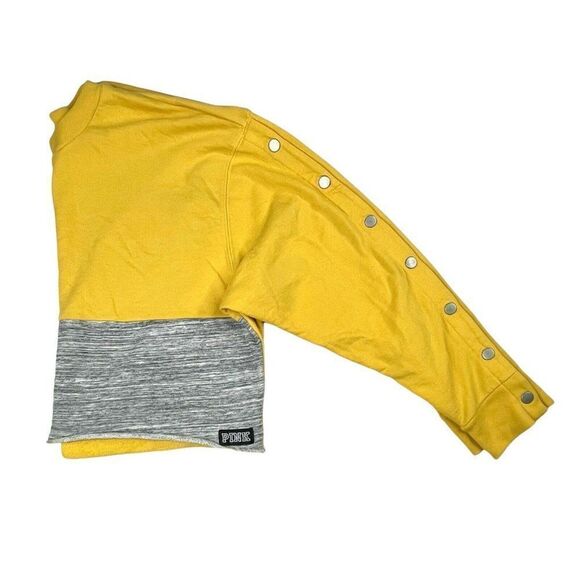 Victoria's Secret Pink Colorblock Snap Button Cropped Sweatshirt - Picture 6 of 10